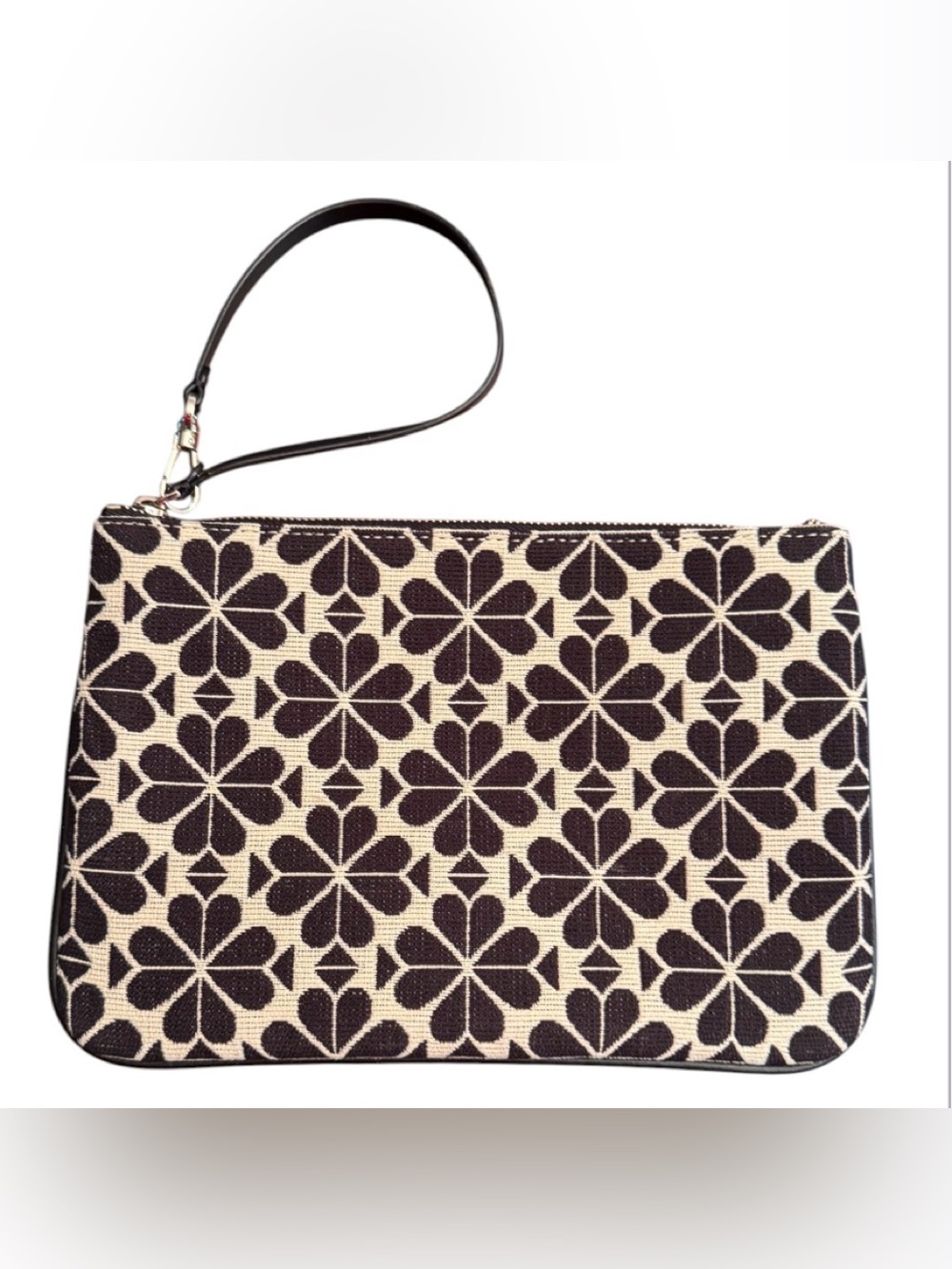 Kate Spade Flat Wristlet Canvas Logo Print Zipper.  EUC!